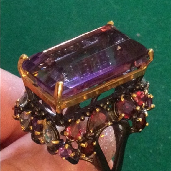 Atlanta Gem & Mineral Show Jewelry - Mega 30+  CTW of Genuine Emerald Cut Amethyst Ring